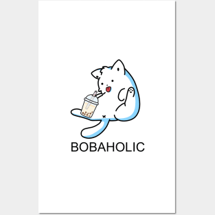 Lazy Bobaholic Kitty! Posters and Art